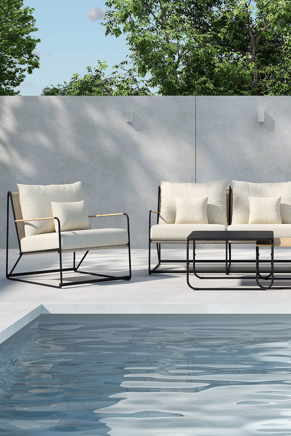 PALAZZO soffa för utomhus svart/beige