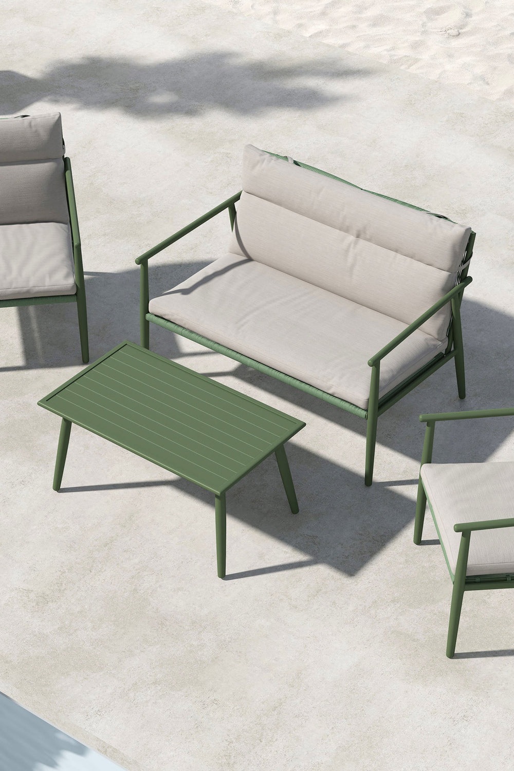 Mazzaro-grön-soffgrupp miljöbild-uppifrån-närbild