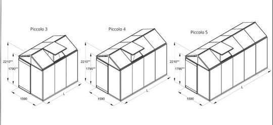Växthus Piccolo 4, 4,7 kvm - Valfri RAL