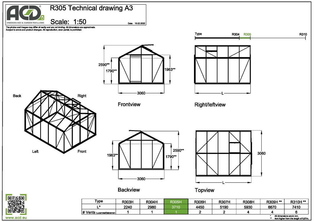 Växthus R305 -11,3 m2